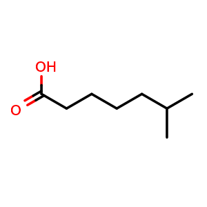 Chemical structure of 6-methylheptanoic acid , CAS 929-10-2, AChemBlock V153977