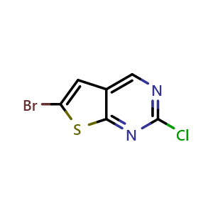 Chemical structure of 6-bromo-2-chloro-thieno[2,3-d]pyrimidine , CAS 1782440-51-0, AChemBlock V153987
