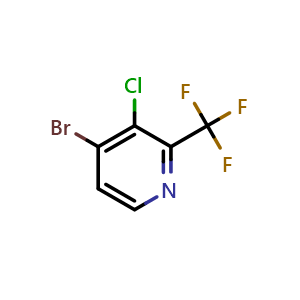 Chemical structure of 4-bromo-3-chloro-2-(trifluoromethyl)pyridine , CAS 1211589-95-5, AChemBlock V153994
