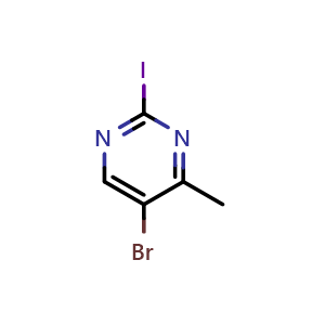 Chemical structure of 5-bromo-2-iodo-4-methyl-pyrimidine , CAS 1260859-19-5, AChemBlock V153996