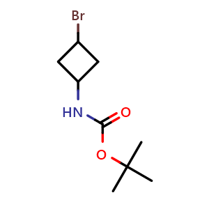 Chemical structure of tert-butyl N-(3-bromocyclobutyl)carbamate , CAS 1936399-47-1, AChemBlock V153998