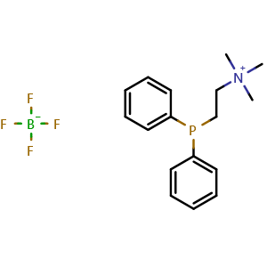 Chemical structure of 2-diphenylphosphanylethyl(trimethyl)ammonium tetrafluoroborate , CAS 566946-29-0, AChemBlock V154005
