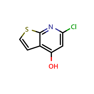 Chemical structure of 6-chlorothieno[2,3-b]pyridin-4-ol , CAS 99429-86-4, AChemBlock V154019