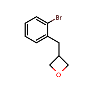 Chemical structure of 3-[(2-bromophenyl)methyl]oxetane , CAS 1823939-89-4, AChemBlock V154023