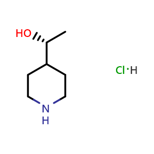 Chemical structure of (1R)-1-(4-piperidyl)ethanol hydrochloride , CAS 1567666-81-2, AChemBlock V154031