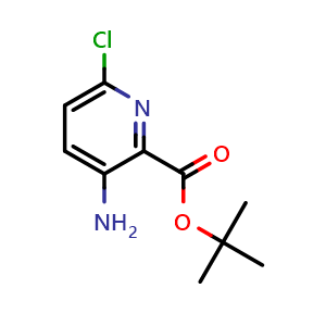 Chemical structure of tert-butyl 3-amino-6-chloro-pyridine-2-carboxylate , CAS 1992904-49-0, AChemBlock V154038