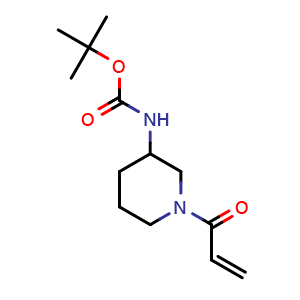 Chemical structure of tert-butyl N-(1-prop-2-enoyl-3-piperidyl)carbamate , CAS 2770501-93-2, AChemBlock V154041