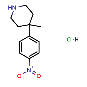Chemical structure of 4-Methyl-4-(4-nitrophenyl)piperidine hydrochloride , CAS 2704188-27-0, AChemBlock V154049