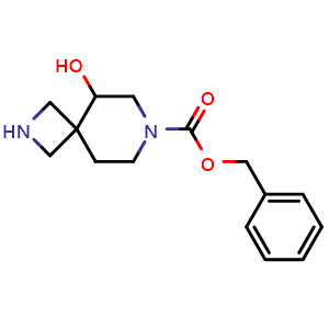 Chemical structure of benzyl 5-hydroxy-2,7-diazaspiro[3.5]nonane-7-carboxylate , CAS 2920401-43-8, AChemBlock V154050