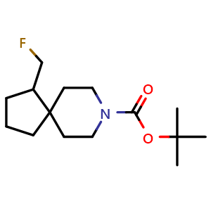 Chemical structure of tert-butyl 4-(fluoromethyl)-8-azaspiro[4.5]decane-8-carboxylate , CAS 2920436-52-6, AChemBlock V154059