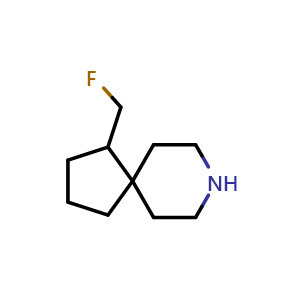 Chemical structure of 4-(fluoromethyl)-8-azaspiro[4.5]decane , CAS 2920401-61-0, AChemBlock V154060