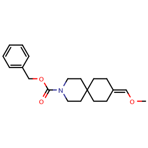 Chemical structure of benzyl 9-(methoxymethylene)-3-azaspiro[5.5]undecane-3-carboxylate , CAS 2920414-27-1, AChemBlock V154081