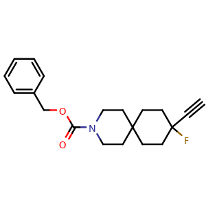 Chemical structure of benzyl 9-ethynyl-9-fluoro-3-azaspiro[5.5]undecane-3-carboxylate , CAS 2920407-14-1, AChemBlock V154084