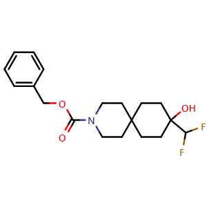 Chemical structure of benzyl 9-(difluoromethyl)-9-hydroxy-3-azaspiro[5.5]undecane-3-carboxylate , CAS 2920427-82-1, AChemBlock V154085