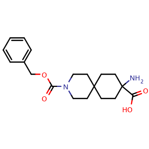 Chemical structure of 9-amino-3-benzyloxycarbonyl-3-azaspiro[5.5]undecane-9-carboxylic acid , CAS 2138365-12-3, AChemBlock V154095