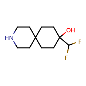 Chemical structure of 9-(difluoromethyl)-3-azaspiro[5.5]undecan-9-ol , CAS 2920399-78-4, AChemBlock V154100