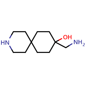 Chemical structure of 9-(aminomethyl)-3-azaspiro[5.5]undecan-9-ol , CAS 2920426-88-4, AChemBlock V154102