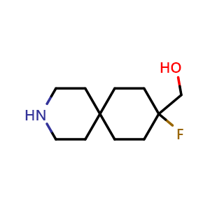 Chemical structure of (9-fluoro-3-azaspiro[5.5]undecan-9-yl)methanol , CAS 2920396-52-5, AChemBlock V154103
