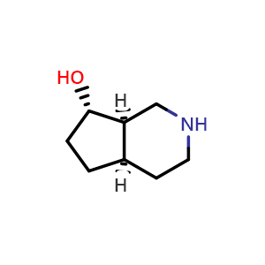 Chemical structure of rel-(4aS,7R,7aS)-2,3,4,4a,5,6,7,7a-octahydro-1H-cyclopenta[c]pyridin-7-ol , CAS 2940870-80-2, AChemBlock V154138