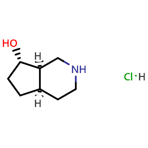 Chemical structure of rel-(4aS,7R,7aS)-2,3,4,4a,5,6,7,7a-octahydro-1H-cyclopenta[c]pyridin-7-ol hydrochloride , AChemBlock V154139