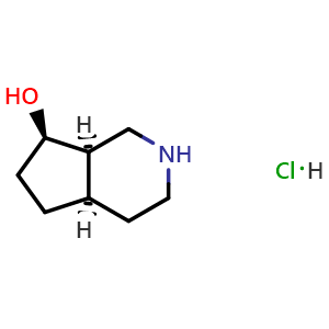 Chemical structure of rel-(4aS,7S,7aS)-2,3,4,4a,5,6,7,7a-octahydro-1H-cyclopenta[c]pyridin-7-ol hydrochloride , AChemBlock V154141