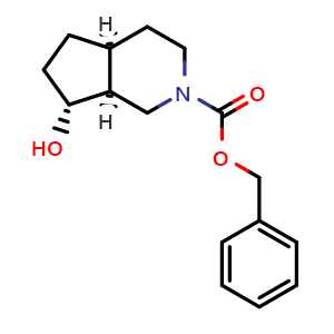 Chemical structure of benzyl (4aS,7R,7aS)-7-hydroxy-1,3,4,4a,5,6,7,7a-octahydrocyclopenta[c]pyridine-2-carboxylate , CAS 2920179-75-3, AChemBlock V154143