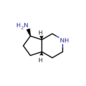 Chemical structure of (4aS,7R,7aS)-2,3,4,4a,5,6,7,7a-octahydro-1H-cyclopenta[c]pyridin-7-amine , CAS 2920207-07-2, AChemBlock V154151