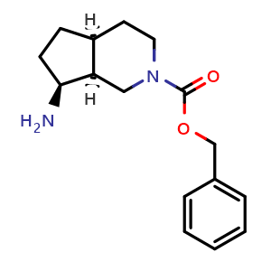 Chemical structure of benzyl (4aS,7S,7aS)-7-amino-1,3,4,4a,5,6,7,7a-octahydrocyclopenta[c]pyridine-2-carboxylate , CAS 2920207-16-3, AChemBlock V154162