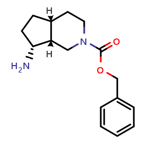 Chemical structure of benzyl (4aR,7R,7aR)-7-amino-1,3,4,4a,5,6,7,7a-octahydrocyclopenta[c]pyridine-2-carboxylate , CAS 2920197-94-8, AChemBlock V154163