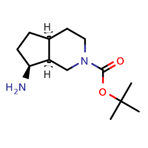 Chemical structure of tert-butyl (4aS,7S,7aS)-7-amino-1,3,4,4a,5,6,7,7a-octahydrocyclopenta[c]pyridine-2-carboxylate , CAS 2920180-15-8, AChemBlock V154166