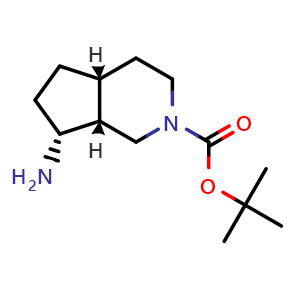 Chemical structure of tert-butyl (4aR,7R,7aR)-7-amino-1,3,4,4a,5,6,7,7a-octahydrocyclopenta[c]pyridine-2-carboxylate , CAS 2920232-02-4, AChemBlock V154167