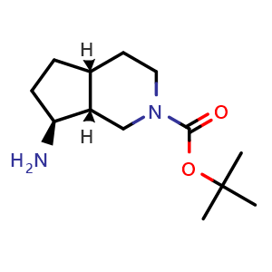 Chemical structure of tert-butyl (4aR,7S,7aR)-7-amino-1,3,4,4a,5,6,7,7a-octahydrocyclopenta[c]pyridine-2-carboxylate , CAS 2920198-30-5, AChemBlock V154168