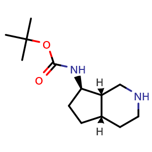 Chemical structure of tert-butyl N-[(4aR,7S,7aR)-2,3,4,4a,5,6,7,7a-octahydro-1H-cyclopenta[c]pyridin-7-yl]carbamate , CAS 2920187-49-9, AChemBlock V154169