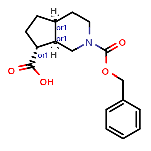 Chemical structure of rel-(4aS,7R,7aR)-2-benzyloxycarbonyl-1,3,4,4a,5,6,7,7a-octahydrocyclopenta[c]pyridine-7-carboxylic acid , CAS 2920427-94-5, AChemBlock V154176