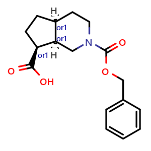 Chemical structure of rel-(4aS,7S,7aR)-2-benzyloxycarbonyl-1,3,4,4a,5,6,7,7a-octahydrocyclopenta[c]pyridine-7-carboxylic acid , CAS 2920407-40-3, AChemBlock V154177