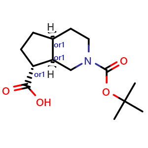 Chemical structure of rel-(4aS,7R,7aR)-2-tert-butoxycarbonyl-1,3,4,4a,5,6,7,7a-octahydrocyclopenta[c]pyridine-7-carboxylic acid , CAS 2920400-14-0, AChemBlock V154178
