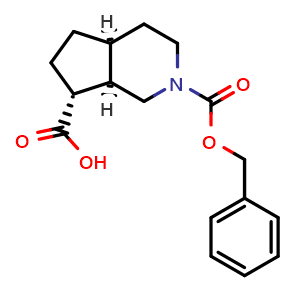 Chemical structure of (4aS,7R,7aR)-2-benzyloxycarbonyl-1,3,4,4a,5,6,7,7a-octahydrocyclopenta[c]pyridine-7-carboxylic acid , CAS 2920207-22-1, AChemBlock V154180