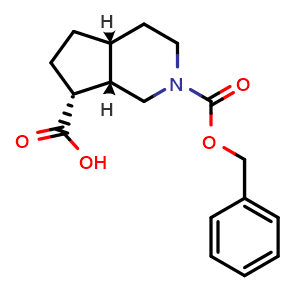 Chemical structure of (4aR,7R,7aS)-2-benzyloxycarbonyl-1,3,4,4a,5,6,7,7a-octahydrocyclopenta[c]pyridine-7-carboxylic acid , CAS 2920232-14-8, AChemBlock V154182