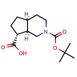 Chemical structure of (4aS,7R,7aR)-2-tert-butoxycarbonyl-1,3,4,4a,5,6,7,7a-octahydrocyclopenta[c]pyridine-7-carboxylic acid , CAS 2920187-64-8, AChemBlock V154184
