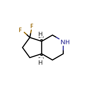 Chemical structure of (4aR,7aR)-7,7-difluoro-1,2,3,4,4a,5,6,7a-octahydrocyclopenta[c]pyridine , CAS 2920180-06-7, AChemBlock V154194