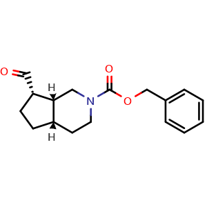 Chemical structure of benzyl (4aS,7S,7aR)-7-formyl-1,3,4,4a,5,6,7,7a-octahydrocyclopenta[c]pyridine-2-carboxylate , CAS 2920238-88-4, AChemBlock V154198