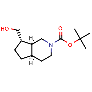 Chemical structure of tert-butyl (4aR,7S,7aS)-7-(hydroxymethyl)-1,3,4,4a,5,6,7,7a-octahydrocyclopenta[c]pyridine-2-carboxylate , CAS 2920232-22-8, AChemBlock V154213