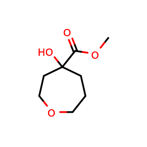 Chemical structure of methyl 4-hydroxyoxepane-4-carboxylate , CAS 1483216-65-4, AChemBlock V154215