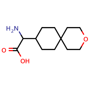 Chemical structure of 2-amino-2-(3-oxaspiro[5.5]undecan-9-yl)acetic acid , CAS 2920398-79-2, AChemBlock V154221
