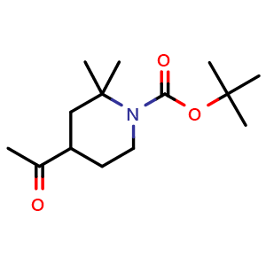 Chemical structure of tert-butyl 4-acetyl-2,2-dimethyl-piperidine-1-carboxylate , CAS 2920404-22-2, AChemBlock V154241