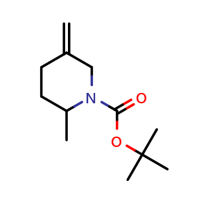 Chemical structure of tert-butyl 2-methyl-5-methylene-piperidine-1-carboxylate , CAS 2275899-37-9, AChemBlock V154248