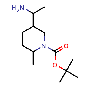 Chemical structure of tert-butyl 5-(1-aminoethyl)-2-methyl-piperidine-1-carboxylate , CAS 2008658-95-3, AChemBlock V154260