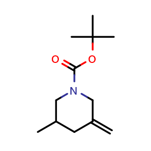 Chemical structure of tert-butyl 3-methyl-5-methylene-piperidine-1-carboxylate , CAS 2275576-53-7, AChemBlock V154268