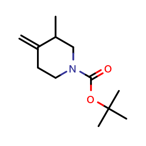 Chemical structure of tert-butyl 3-methyl-4-methylene-piperidine-1-carboxylate , CAS 336182-47-9, AChemBlock V154305