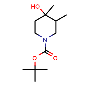 Chemical structure of tert-butyl 4-hydroxy-3,4-dimethyl-piperidine-1-carboxylate , CAS 2920399-26-2, AChemBlock V154314